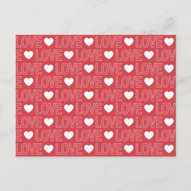 Tarjeta postal de patrón de amor - Contorno blanco (Anverso)