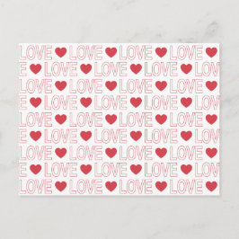 Tarjeta postal de patrón de amor - Contorno rojo