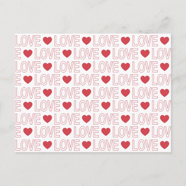 Tarjeta postal de patrón de amor - Contorno rojo (Anverso)