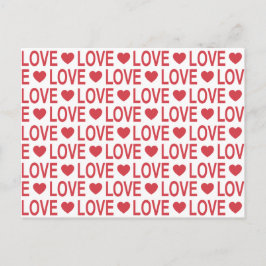 Tarjeta postal de patrón de amor rojo
