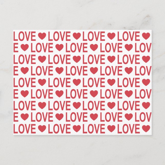 Tarjeta postal de patrón de amor rojo (Anverso)