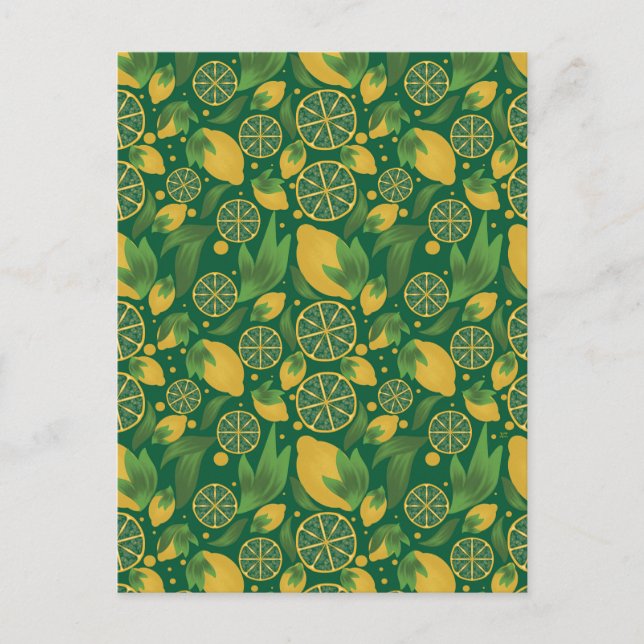 Tarjeta postal de patrón de fruta de limón verde a (Anverso)