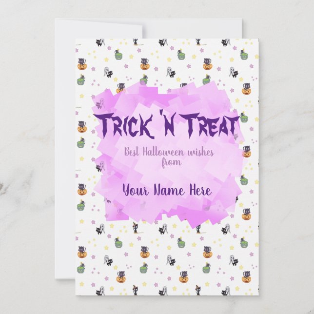 Tarjeta postal de patrón de Halloween de Doodle Ka (Anverso)