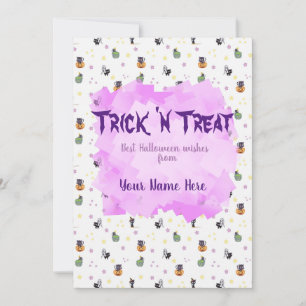 Tarjeta postal de patrón de Halloween de Doodle Ka