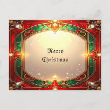 Tarjeta Postal de Patrón de Vidrio Pintado Ornamen