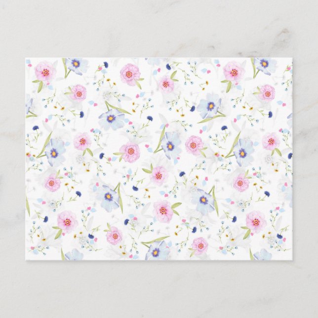 Tarjeta postal de patrón floral de bonito (Anverso)