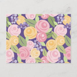 Tarjeta postal de patrón floral de rosas