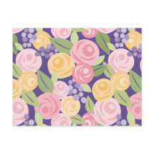 Tarjeta postal de patrón floral de rosas