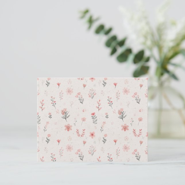 Tarjeta postal de patrón floral suave (Anverso de pie)