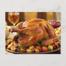 Tarjeta postal de pavo de Acción de Gracias Cena n