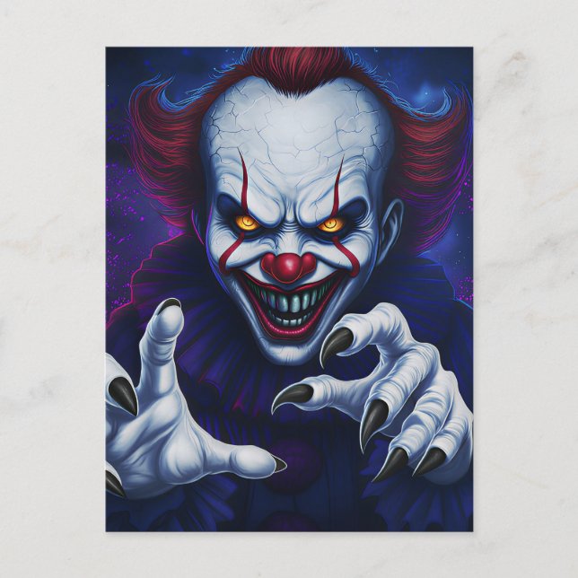 Tarjeta postal de payaso aterrador (Anverso)