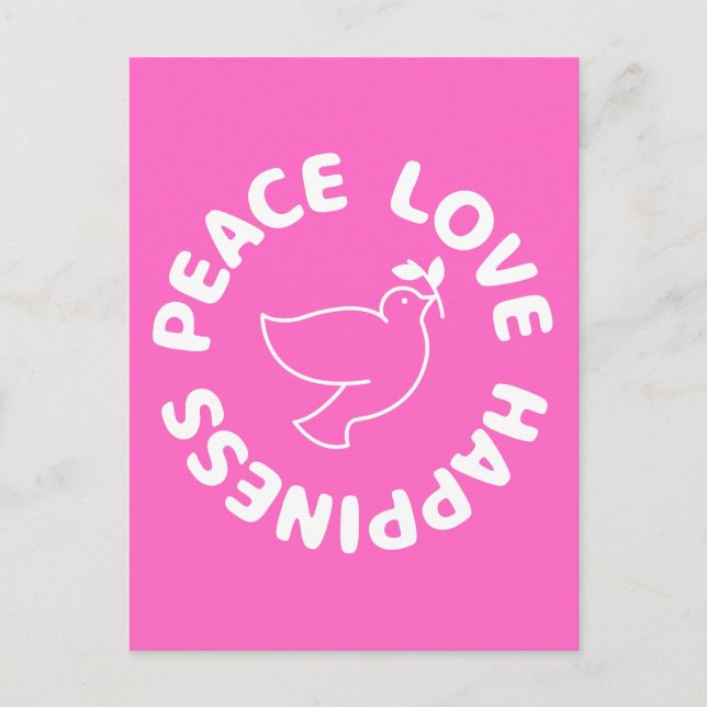 TARJETA POSTAL DE PAZ AMOR FELICIDAD (Anverso)