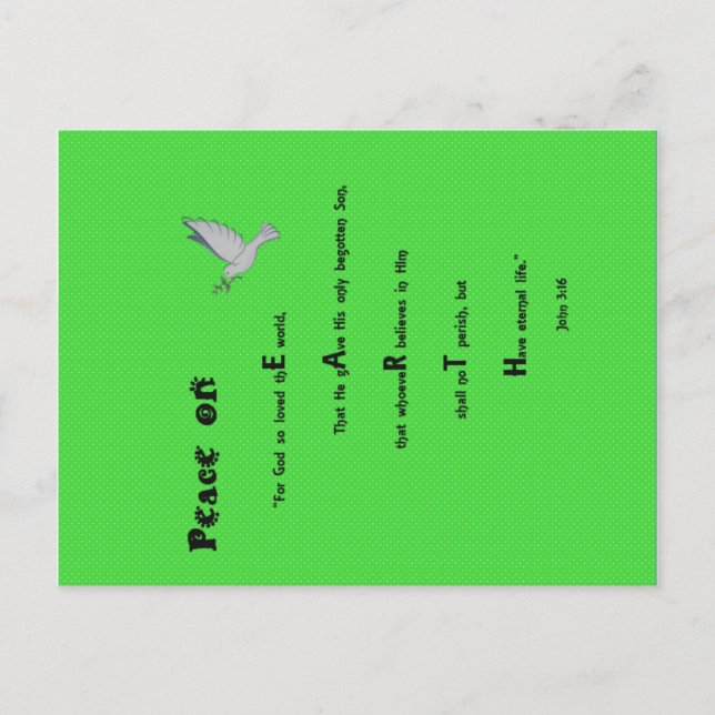 Tarjeta postal de Paz en la Tierra para Navidades (Anverso)