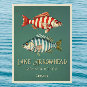 Tarjeta postal de peces de Lake Arrowhead Californ