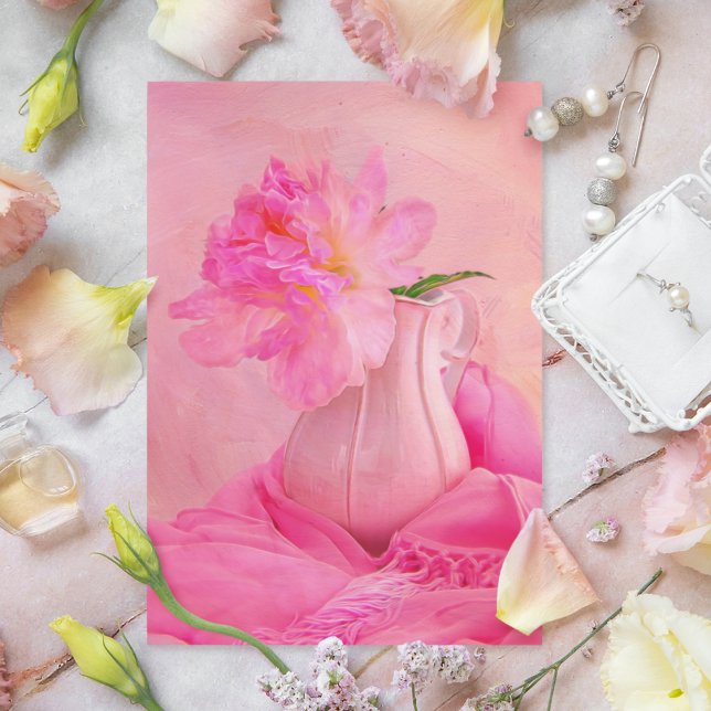 Tarjeta postal de peonía rosa a la antigua (Enhance your space with this charming 'Sarah Bernhardt' peony, blending vintage elegance.)