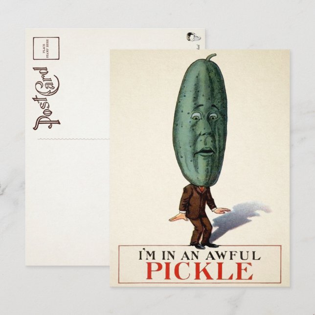 Tarjeta postal de pepino en vinagre victoriana  (Anverso / Reverso)