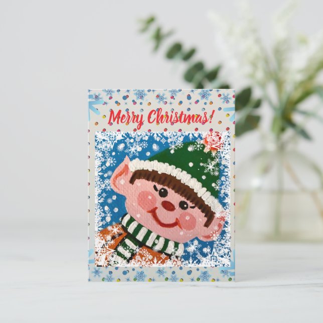 Tarjeta postal de pequeño duende (Anverso de pie)