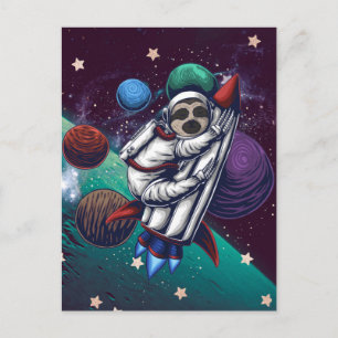 Tarjeta postal de perezoso espacial