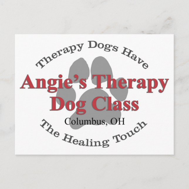 Tarjeta postal de perro con terapia de Z Angie (Anverso)