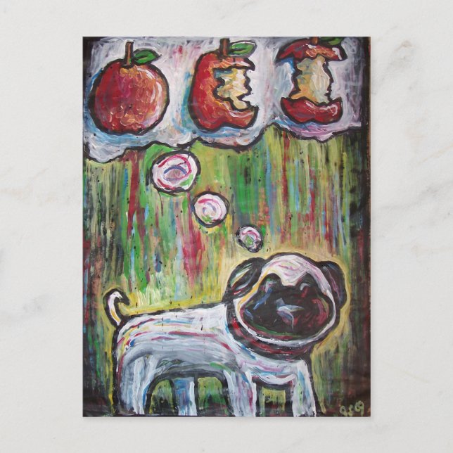 tarjeta postal de perro de manzana (Anverso)