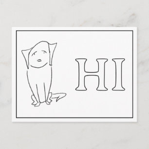 Tarjeta postal de perro tranquilo diciendo hola