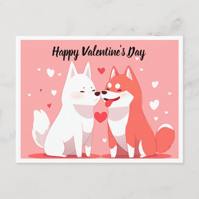 Tarjeta postal de perros El día de San Valentín Cu (Anverso)