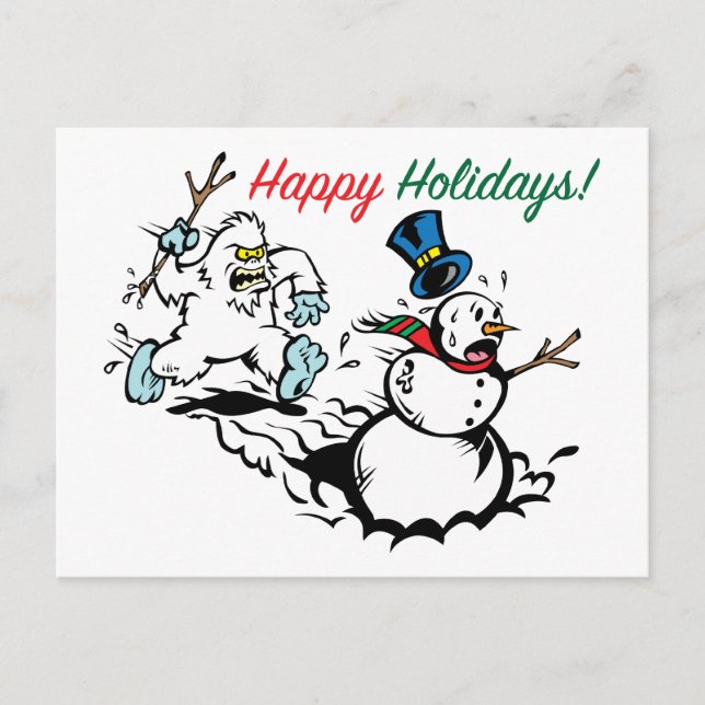 Tarjeta postal de Persecución del muñeco de nieve  (Anverso)
