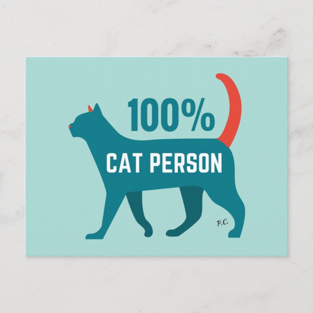Tarjeta postal de persona de gato al 100% (Anverso)