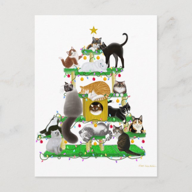 Tarjeta postal de Personalizable de árbol de gato  (Anverso)