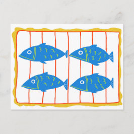 Tarjeta postal de pescado enlatado