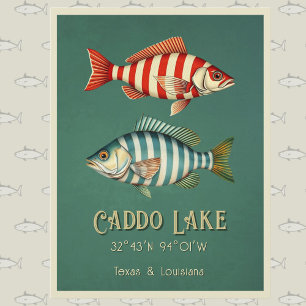 Tarjeta postal de pez a rayas náutico del lago Cad