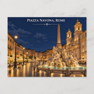 Tarjeta postal de Piazza Navona de noche