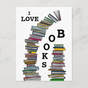 Tarjeta postal de pilas de libros