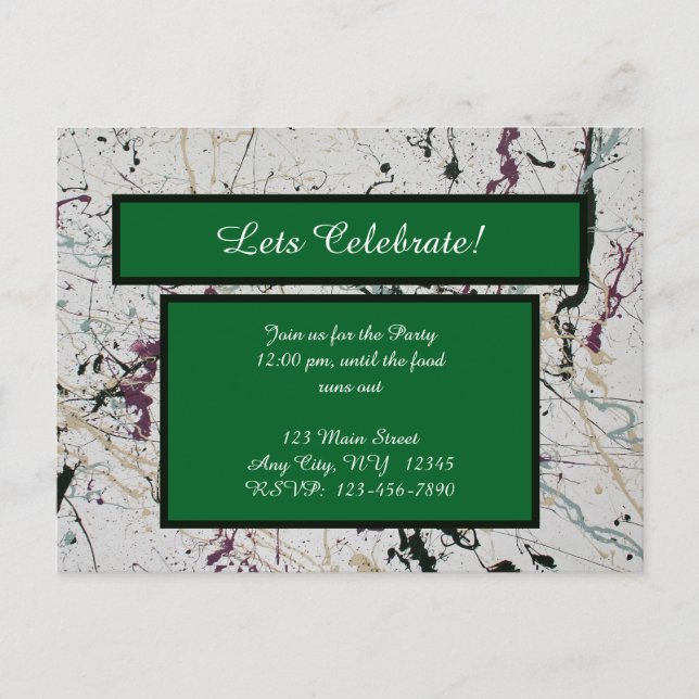 Tarjeta postal de pintura abstracta y colorida (Anverso)