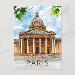 Tarjeta postal de pintura al acuarela del Panteón