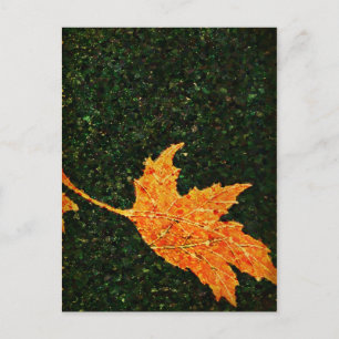 Tarjeta postal de pintura al óleo de hoja que cae