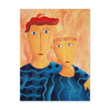 Tarjeta postal de pintura de arte contemporáneo de