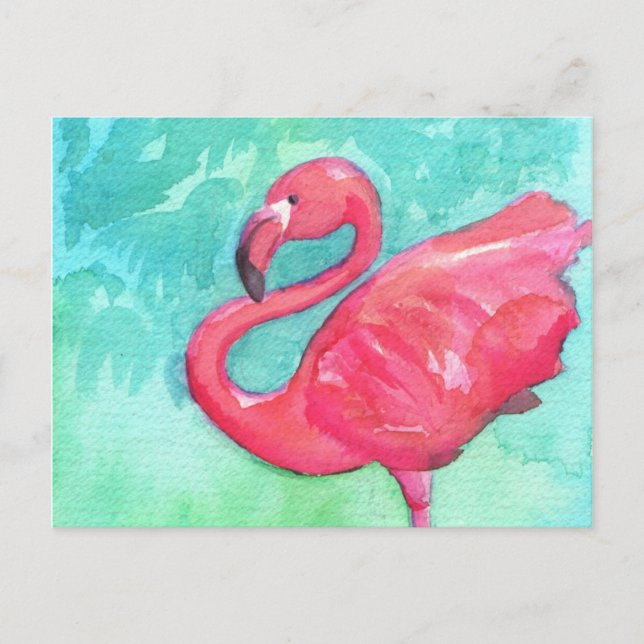 Tarjeta postal de pintura de color flamingo (Anverso)