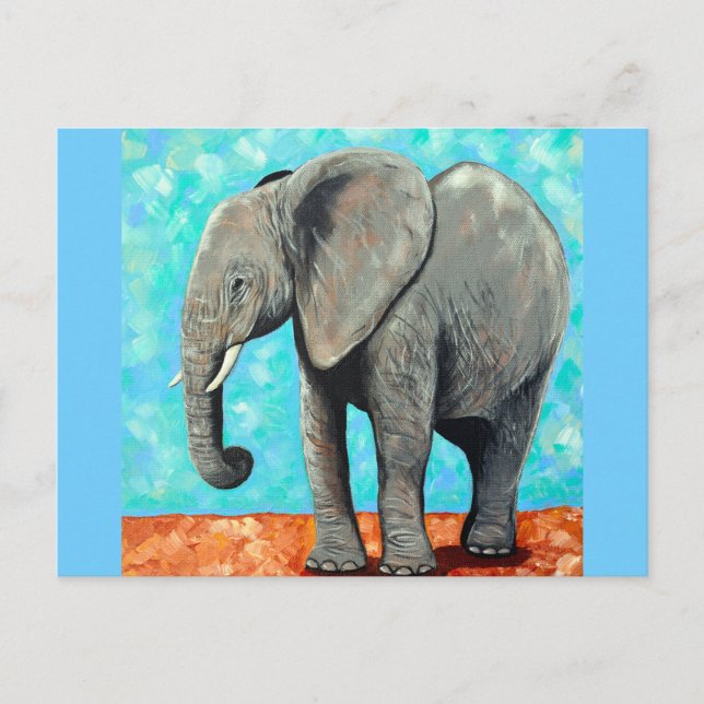 Tarjeta postal de pintura de elefante bebé grande (Anverso)