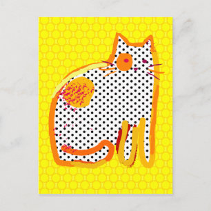 tarjeta postal de pintura digital de 'gato amarill