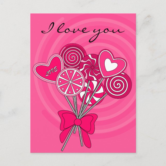 Tarjeta postal de piruleta rosa (Anverso)