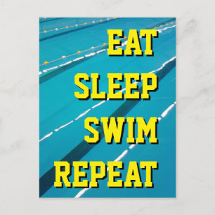 TARJETA POSTAL DE PISCINA COME DUERME NADA REPITE