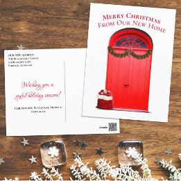 Tarjeta postal de plantilla de puertas rojas de va