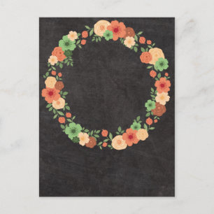 Tarjeta postal de platillos florales de Chalkboard