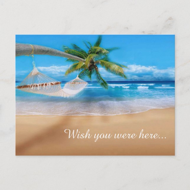 Tarjeta Postal de Playa Tropical (Anverso)