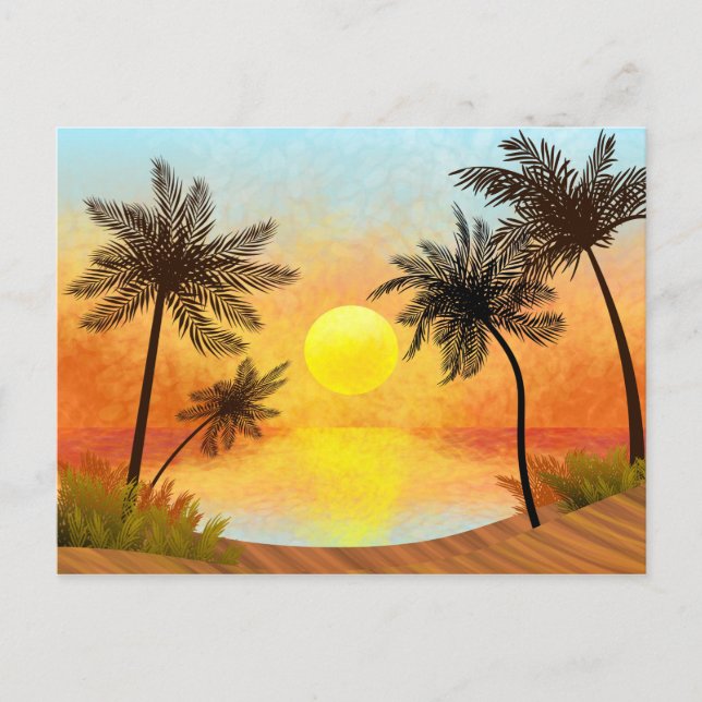 Tarjeta postal de playa tropical (Anverso)