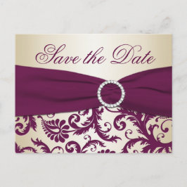 Tarjeta postal de Plum y Champagne Damask para gua