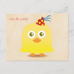 Tarjeta postal de pollo lindo con sombrero de fies