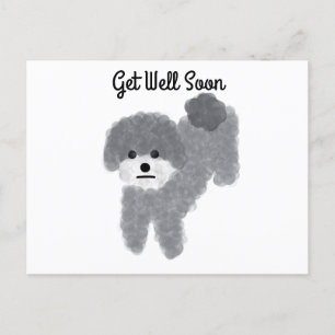 Tarjeta Postal de Poodle Gris Enfermo #2