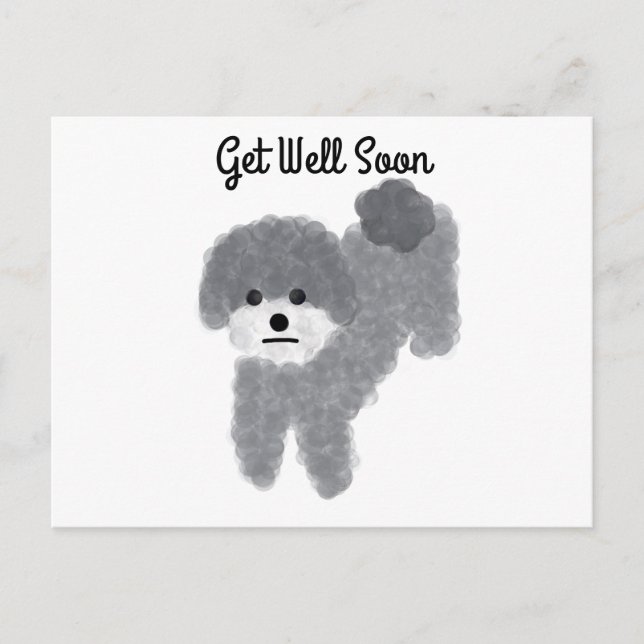 Tarjeta Postal de Poodle Gris Enfermo #2 (Anverso)